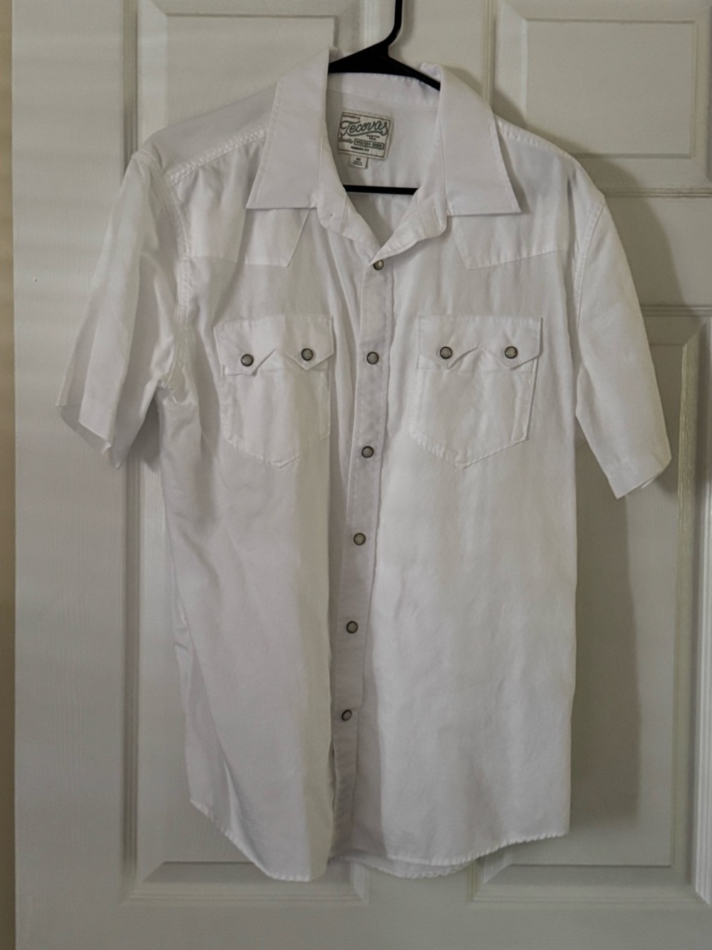 Tecovas White Short Sleeve Peal Snap